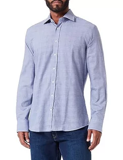 Koszule męskie - Hackett London Męska koszula z flaneli Glen CK Shirt, niebieska/biała, 45 - grafika 1