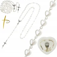 Naszyjniki - RÓŻANIEC KOMUNIJNY PERŁOWY SERCE KRYSZTAŁ I KOMUNIA+ PUDEŁKO - miniaturka - grafika 1