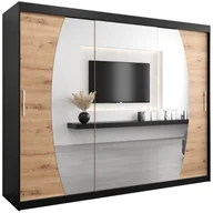 Szafy - Szafa przesuwna trzydrzwiowa garderoba z lustrem i półkami Elypse 250 artisan sonoma czarna biała - miniaturka - grafika 1