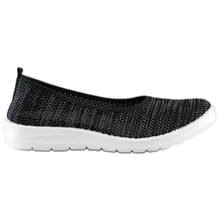 SHELOVET Wsuwane Trampki Slip On czarne - ButyModne - Slip on damskie - miniaturka - grafika 1