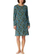 Koszulki i topy damskie - Schiesser Damska koszulka z długim rękawem bawełna modal Sleepshirt Bigshirt-Nightwear koszula nocna, petrol floral, 50, Petrol Floral, 50 - miniaturka - grafika 1