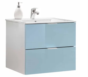 Szafka pod umywalkę, Sofia, 60x46x51 cm, turkus, biały, połysk - Szafki łazienkowe - miniaturka - grafika 1