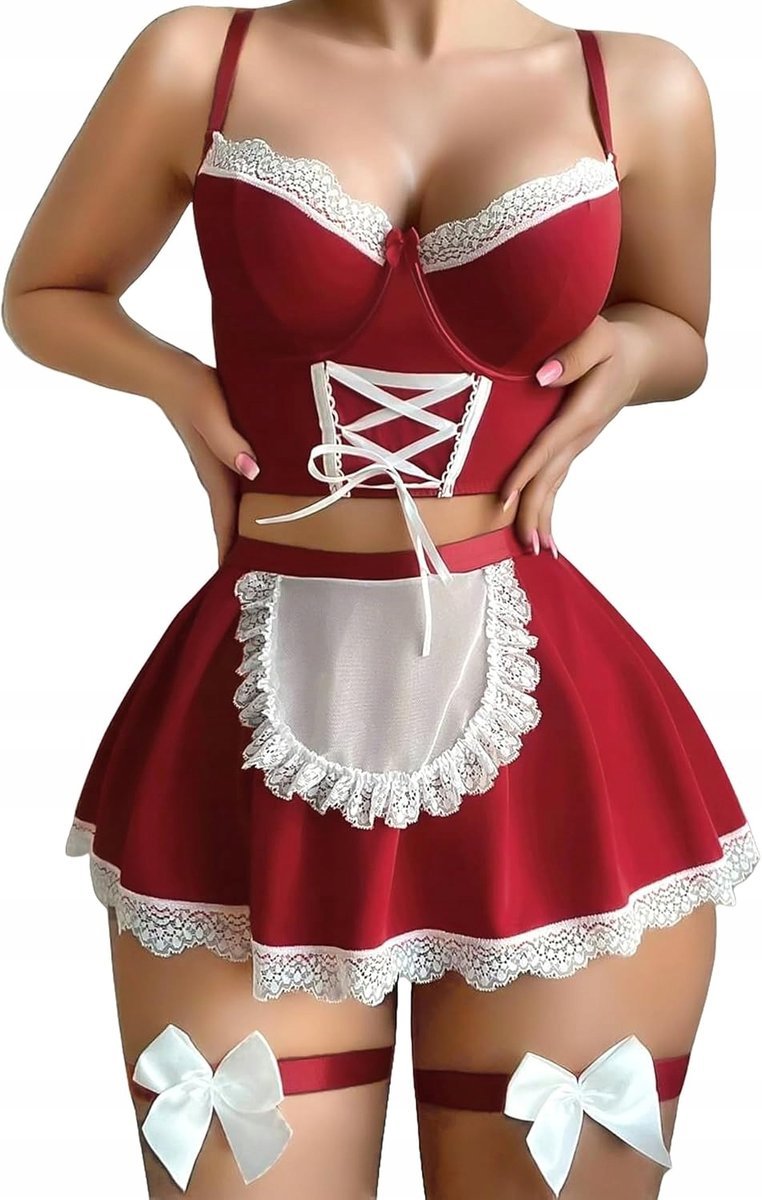KOSTIUM SŁUŻĄCEJ POKOJÓWKI SEKSUALNA BIELIZNA COSPLAY DLA KOBIET STRÓJ L