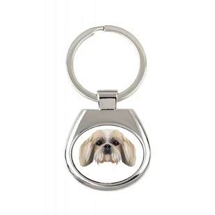 Shih Tzu pies geometryczny Brelok Breloczek metal - Breloki - miniaturka - grafika 1