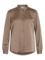 Bluzki damskie - Vila Women's Różnorodna satyna L/S Shirt/SU-NOOS bluzka, orzech włoski, 36, Walnut, 36 - miniaturka - grafika 1
