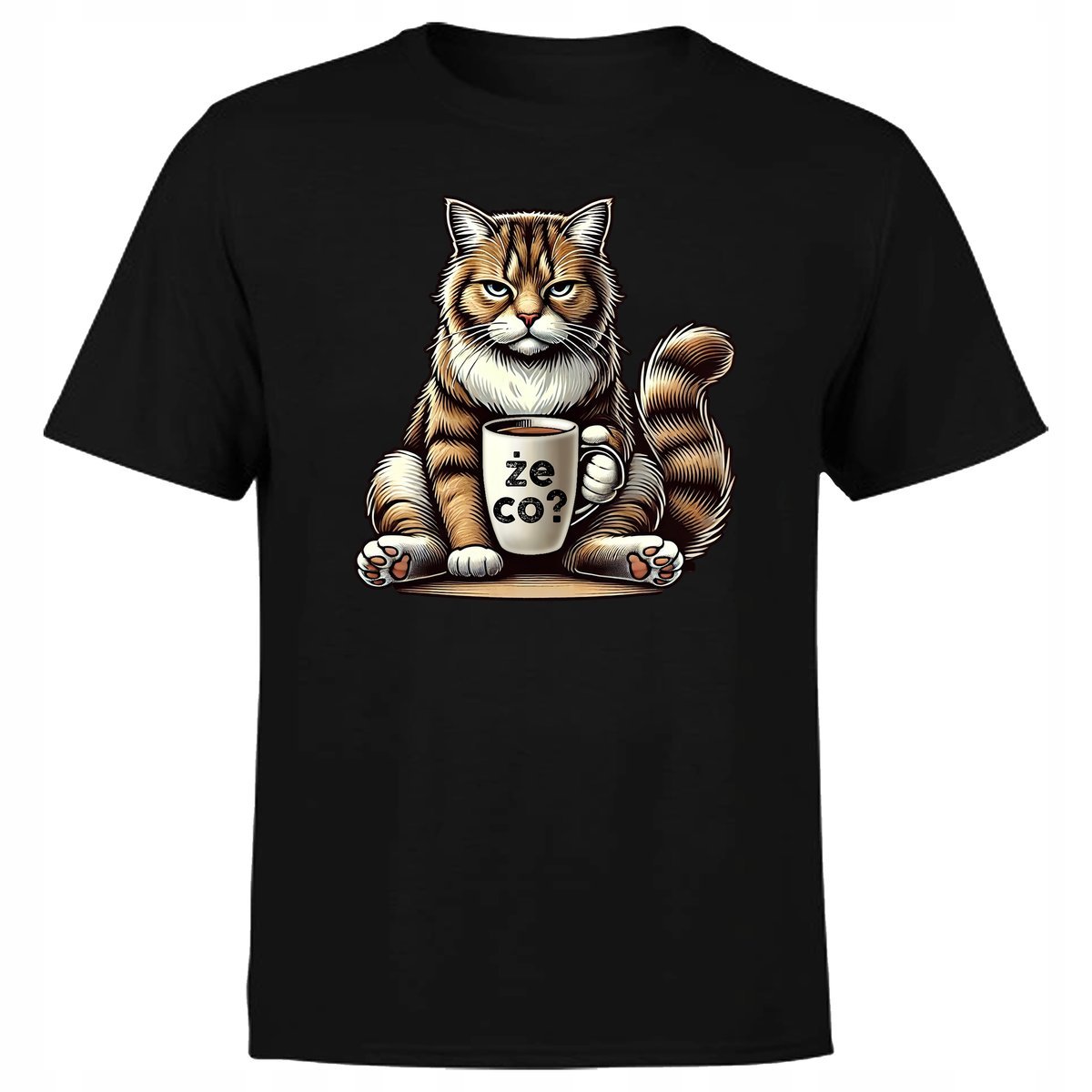Koszulka Męska Z Nadrukiem Kot Napis Że Co? Kotek Śmieszna Prezent M
