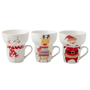 Zestaw porcelanowy Santo świąteczny salaterka 600 ml + kubek 340 ml mix kolorów - Kubki - miniaturka - grafika 1