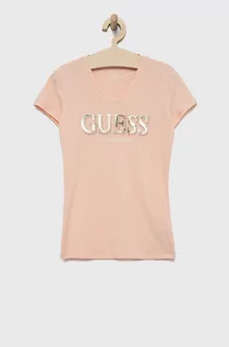 Koszulki i topy damskie - Guess t-shirt damski kolor pomarańczowy - grafika 1