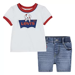 Levi's Kids Dziecko chłopięca Lvb szczeniak batwing pierścionek koszulka i koszulka piżama zestaw, biały, 6 Miesiące - Piżamy chłopięce - miniaturka - grafika 1