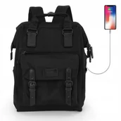 Torby na laptopy - Plecak Himawari 9018 na laptopa 14-15 z USB 05 miejski czarny - miniaturka - grafika 1