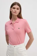 Koszulki i topy damskie - Lacoste t-shirt bawełniany damski kolor różowy z kołnierzykiem - miniaturka - grafika 1