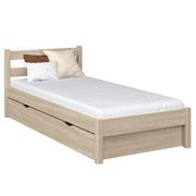 Łóżka - Drewniane łóżko pojedyncze z szufladą N01 dąb bielony 100x200 - miniaturka - grafika 1