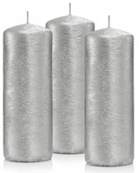 Świece - Świeczki ozdobne zestaw 3 świec walec 15/6 srebrne - miniaturka - grafika 1