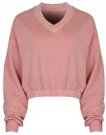 Bluzy damskie - REEBOK - BLUZA DAMSKA CL RBK ND FT CREW HY2707 bluza krótki fason pudrowa - miniaturka - grafika 1