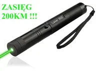 Latarki - SUPER MOCNY (50 tyś mW) Laser Zielony - Zasięg Wiązki 200km!! + Nakładka Disco + Smycz + 2 Kluczyki. - miniaturka - grafika 1