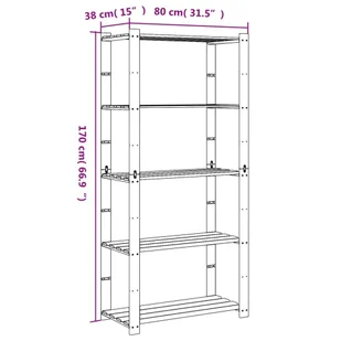 Regał z 5 półkami, brązowy, 80x38x170 cm, lite drewno sosnowe Lumarko! - Szafy i regały magazynowe - miniaturka - grafika 8