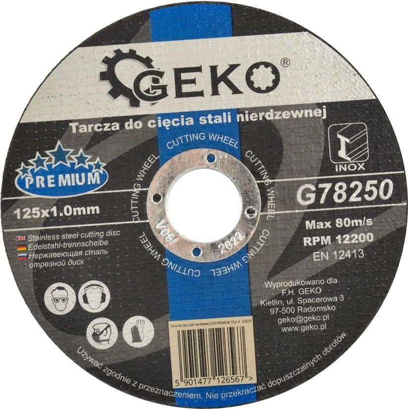 Geko tarcza do cięcia stali nierdzewnej PREMIUM 125x1.0 G78250