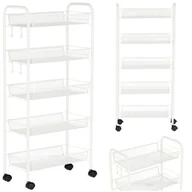 Meble kosmetyczne - Wózek pomocnik fryzjerski kosmetyczny spa do salonu półki regał na kółkach mobilny do salonu biały - miniaturka - grafika 1