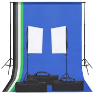 Lampy studyjne - Vidaxl Fotograficzny Zestaw Studyjny Z Lampami I Tłami - miniaturka - grafika 1