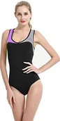 Stroje kąpielowe - Cressi Women's Dea Lady Swimsuit Damski strój kąpielowy z neoprenu o grubości 1mm ,Czarny/Szary/Liliowy ,M ,XDG005103 - miniaturka - grafika 1