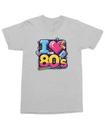 Koszulki i topy damskie - Koszulka z nadrukiem I love the 80s Kocham lata 80te Szara L - miniaturka - grafika 1
