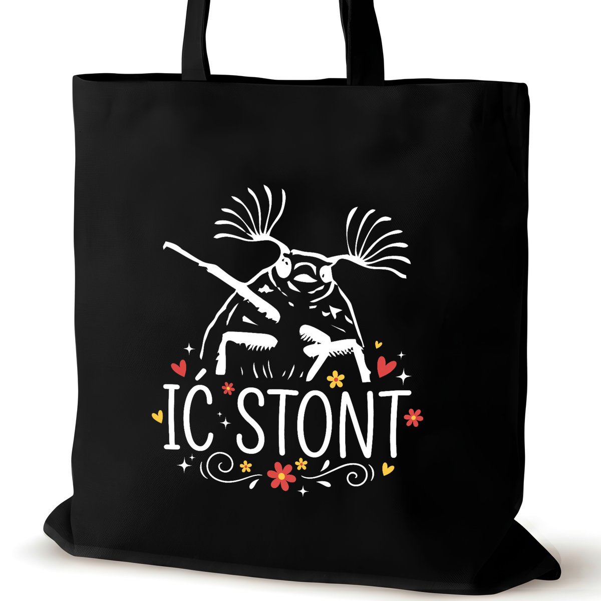 Czarna torba bawełniana dla VIRAL na ramię duża prezent biura śmieszna