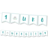 Dekoracje sali - BANER napis 1 Urodziny - Słonik Girlanda - miniaturka - grafika 1
