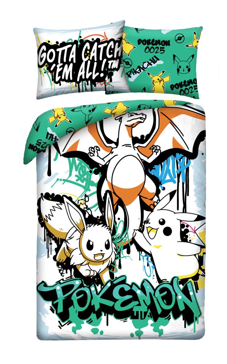 Pościel dziecięca Pokemon 140 x 200 cm Halantex Mikrofibra Pikachu Pikaczu