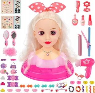 LALKA DO MAKIJAŻU GŁOWA DO STYLIZACJI WŁOSÓW FRYZUR AKCESORIA DLA DZIECI - Zabawy w naśladowanie dorosłych - miniaturka - grafika 1
