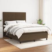 Łóżka - vidaXL Łóżko kontynentalne z materacem, brązowe, tkanina, 140x200 cm - miniaturka - grafika 1