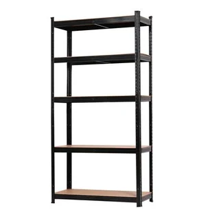 Regał wciskany metalowy ocynkowany czarny 5 półek 180 x 90 cm - Szafy i regały magazynowe - miniaturka - grafika 1