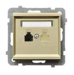 LEDart telefoniczne pojedyncze RJ11, bez ramki - Ospel Sonata GPT-1R/m/39, kolor szampański złoty - Gniazdka elektryczne - miniaturka - grafika 1
