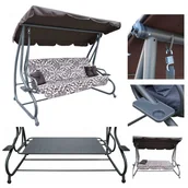 Huśtawki - HUŚTAWKA OGRODOWA 8011 NOWY MODEL 2w1 Leżanka 3-4 osobowa 214cm x 168 cm x 114 cm HUŚTAWKA RAMIZ - miniaturka - grafika 1