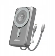 Powerbanki - Dudao K29 10000mAh PD 20W z MagSafe z metalową obudową, podstawką i wbudowanymi kablami USB-C/Lightning - szary - miniaturka - grafika 1