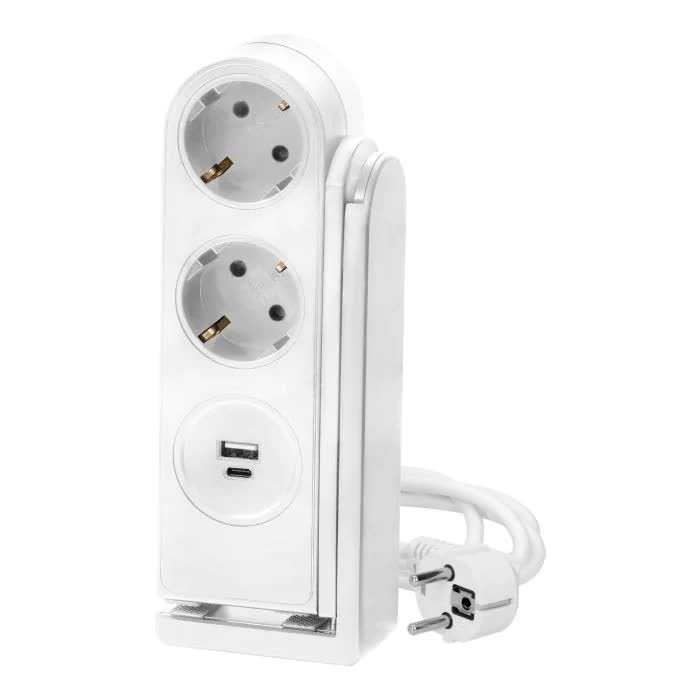 Przedłużacz biurkowy biały w wersji schuko na 2 gniazda z USB A+C OR-AE-13245(GS)/W/1,4M ORNO