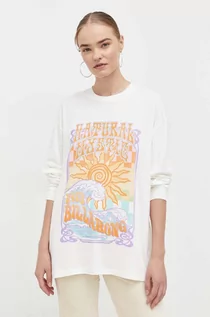 Bluzki damskie - Billabong longsleeve bawełniany kolor beżowy - grafika 1