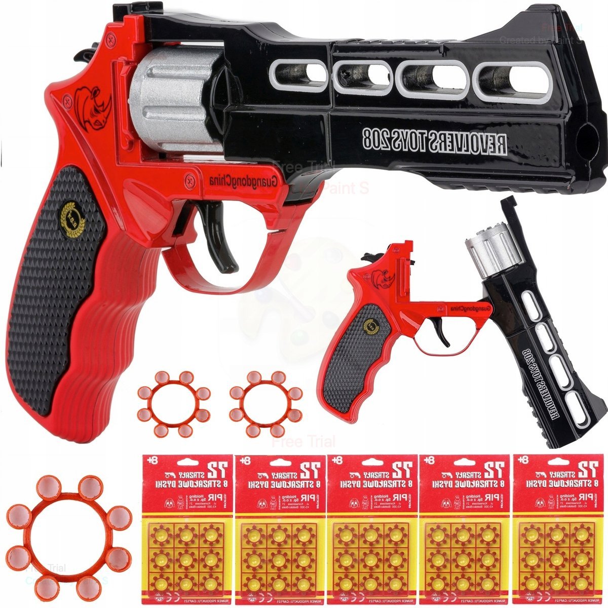 Pistolet Metalowy Hukowy Rewolwer Na Spłonkę + Kapiszony 360 Strzałów