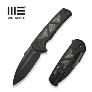 Nóż składany WE Knife Sylox Black Titanium/Aluminum Foil Carbon Fiber, Black Stonewashed/Black Brushed M390 (WE24027-1) - Noże - miniaturka - grafika 1