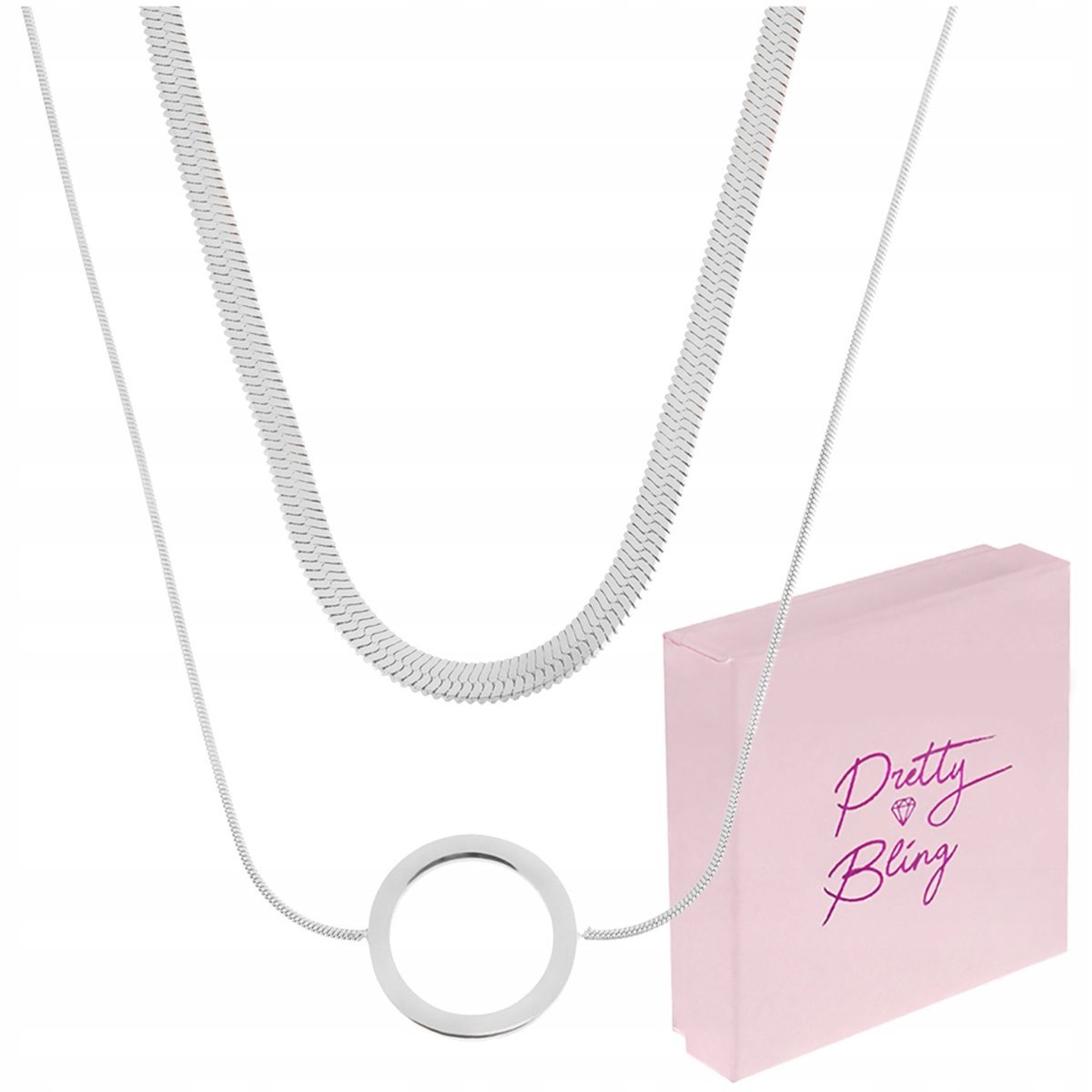 Naszyjnik damski KÓŁKO żmijka SREBRNY REGULOWANY STAL CHIRURGICZNA podwójny