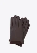 Rękawiczki - Męskie rękawiczki ocieplane ze skóry brązowe - Wittchen - miniaturka - grafika 1