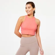 Koszulki sportowe damskie - Koszulka bez rękawów damska Domyos Gym & Pilates 520 crop top - miniaturka - grafika 1