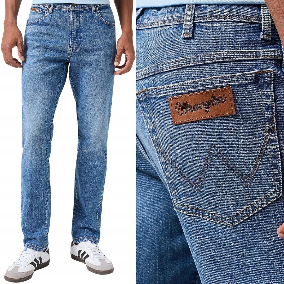 Wrangler TEXAS SLIM Gurdian KLASYCZNE DOPASOWANE BLUE DżINS W38 L34