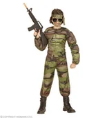 Stroje karnawałowe - WIDMANN Boys Super Soldier Muscle koszulka Fancy Dress Costume, 158, zielony - miniaturka - grafika 1