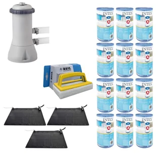 WAYS - Pielęgnacja basenu - 3x podgrzewacz basenu i pompa filtrująca 3407 L/u oraz 12 filtrów typu A i szczotka do szorowania WAYS - Baseny ogrodowe - miniaturka - grafika 1