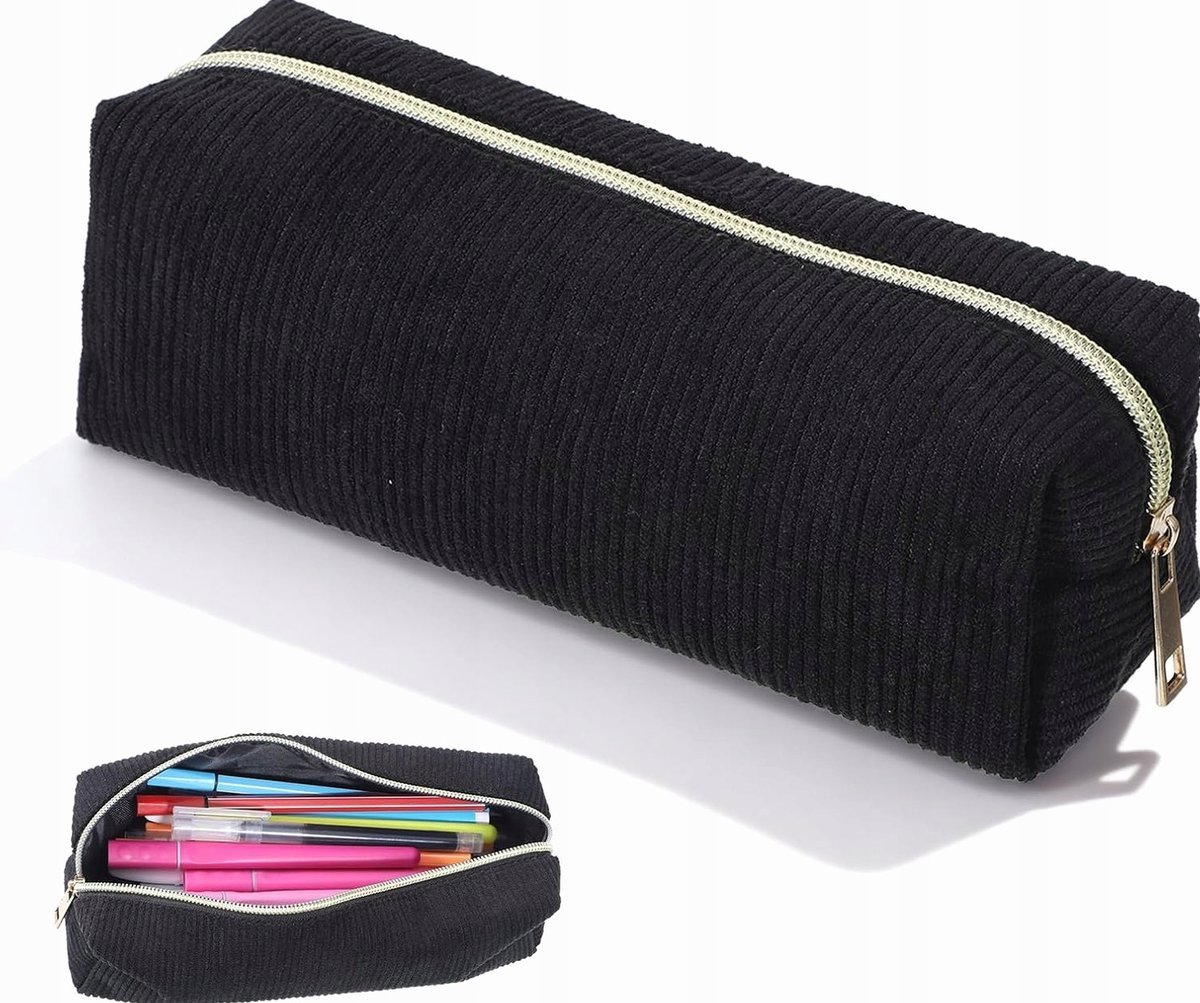 SZTRUKSOWY 20X6X7CM ETUI CZARNY ZASUWA DUŻY POJEMNY PREZENT