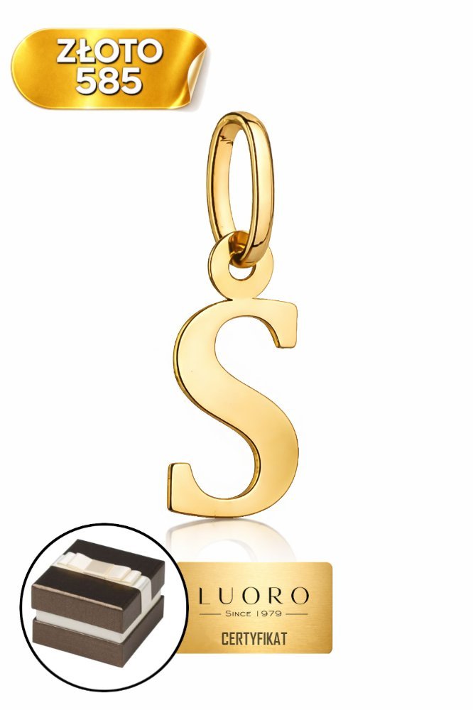ZAWIESZKA ZŁOTA 585 14K LITERKA S DUŻA 2,4 CM ELEGANCKA PRESTIŻOWA