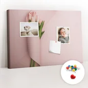 Tablice i flipcharty - Szkolna Tablica korkowa 60x40 cm, Kolorowe Pinezki, wzór Bukiet kwiatów - miniaturka - grafika 1