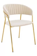 Krzesła - King Home Krzesło MARGO beżowe welur podstawa złota KH121100121.4 - miniaturka - grafika 1