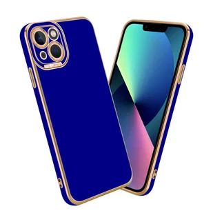 Etui Do Apple iPhone 13 Porkowiec w Glossy Niebieski - Różowe Złoto Ochrona kamery Obudowa Case Cover TPU Cadorabo - Etui i futerały do telefonów - miniaturka - grafika 1