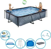 Baseny ogrodowe - EXIT Basen Stone Grey - Basen stelażowy 300x200x65 cm - Zestaw basenowy - miniaturka - grafika 1